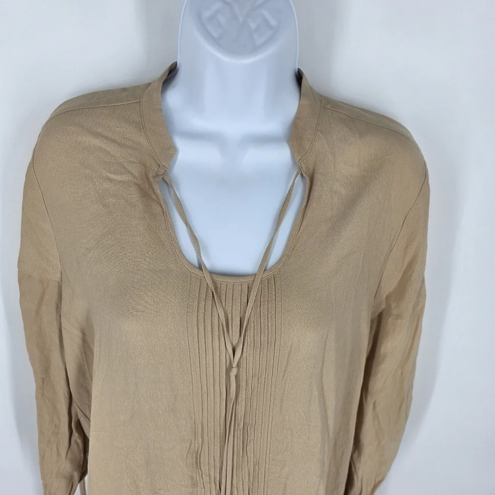Michael Kors Women 6 Light brown Beige Drop Waist Dress Tassel Shift Pintuck